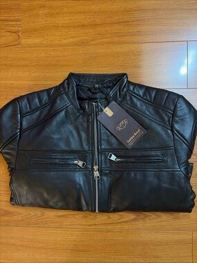 Leather Retail Men's Solid Biker Jacket Size XS